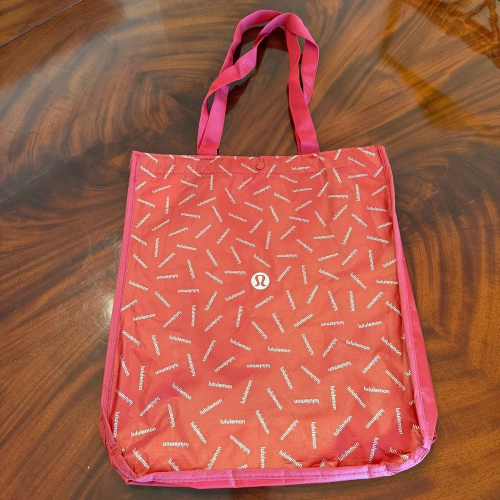 NEW Lululemon Large Reusable Shopper Bag Red Logo Print